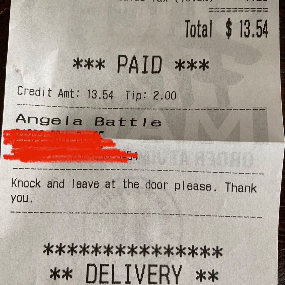 Showing I asked the driver to knock-they did not. Showing I asked the driver to knock-they did not.