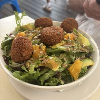 Squealing Pig - House salad + falafel - American Near Me - Provincetown, Massachusetts