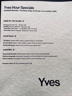 Menu photo 1 Yves New York, NY