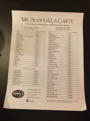 Menu photo 8 Mr. Sushi Cincinnati, OH