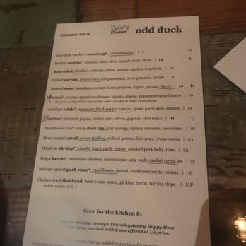 Odd Duck - Special dairy free menu edits - American Near Me - Austin, Texas