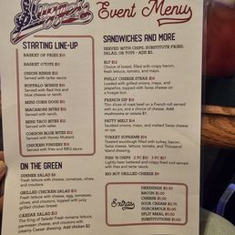 Event menu Event menu