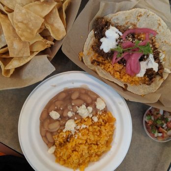 Corazon Cocina - Chicken Mole taco, complimentary chips and an order of rice and beans - Mexican Near Me - Santa Barbara, California Corazon Cocina - Chicken Mole taco, complimentary chips and an order of rice and beans - Mexican Near Me - Santa Barbara, California