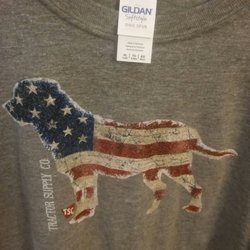 Tractor Supply - This is a beautiful flag-inspired dog shirt with the TSC logo. My camera stinks. They carry child size XL, for us wee adults. -E