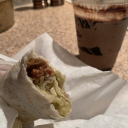 Bean, cheese and rice roller and chocolate shake. Not a fan of either.