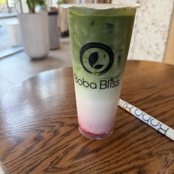 Boba Bliss - Strawberry Matcha Latte - Bubble Tea Near Me - Mountain View, California