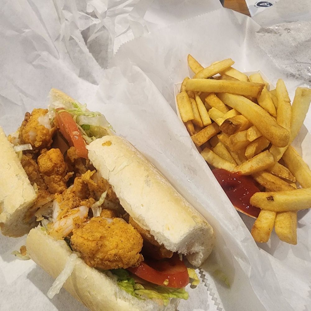 Poboy and fries Poboy and fries