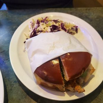 The Bench Sports Bar - Grilled chicken sandwich and slaw - Sports Bars Near Me - Fullerton, California The Bench Sports Bar - Grilled chicken sandwich and slaw - Sports Bars Near Me - Fullerton, California