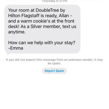 DoubleTree by Hilton Hotel Flagstaff - It's nice that they send you a "room ready" notice when your room is ready in case you are not yet at the hotel and are wondering. - Hotels Near Me - Flagstaff, Arizona DoubleTree by Hilton Hotel Flagstaff - It's nice that they send you a "room ready" notice when your room is ready in case you are not yet at the hotel and are wondering. - Hotels Near Me - Flagstaff, Arizona