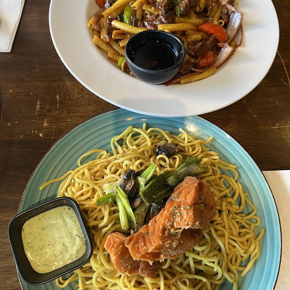 OMELI Kitchen - Salmon garlic noodles & Nui Xao Bo - Vietnamese Near Me - Fullerton, California OMELI Kitchen - Salmon garlic noodles & Nui Xao Bo - Vietnamese Near Me - Fullerton, California