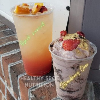 Healthy Spot Nutrition - two cups of smoothie - Juice Bars & Smoothies Near Me - Des Moines, Iowa Healthy Spot Nutrition - two cups of smoothie - Juice Bars & Smoothies Near Me - Des Moines, Iowa
