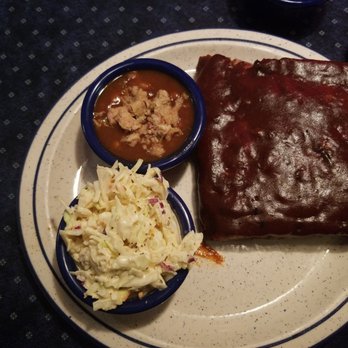 Red Hot & Blue - 1/3 slab of ribs and a side of cole slaw and beans.... good lunch - Barbeque Near Me - Laurel, Maryland Red Hot & Blue - 1/3 slab of ribs and a side of cole slaw and beans.... good lunch - Barbeque Near Me - Laurel, Maryland