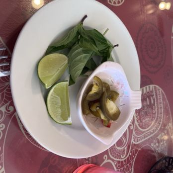 Thai Dish - From my last visit, they gave me pickled jalapeños and spinach instead of basil..  they don't know what they're doing - Thai Near Me - Seymour, Connecticut
