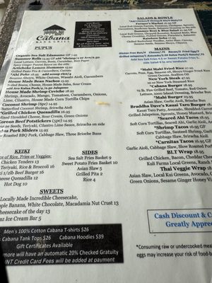 Menu photo 7 The Cabana Bar & Grill Koloa, HI
