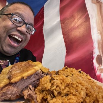 Jibarito's on Harlem - Lechon jibarito with arroz con gandules - Puerto Rican Near Me - Chicago, Illinois