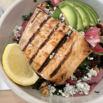 Westville Hells Kitchen - Kale salad with salmon - Salad Near Me - New York, New York Westville Hells Kitchen - Kale salad with salmon - Salad Near Me - New York, New York