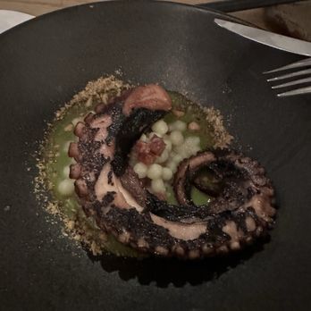 Torafuku - Octopus Taiwanese sausage, chimichurri, pearl couscous, almond crunch - Asian Fusion Near Me - Vancouver, British Columbia