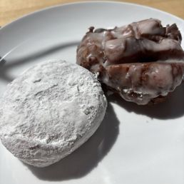 Apple fritter and a lemon lime curd donut
