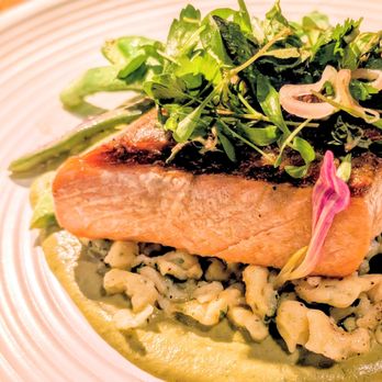 Campo at Los Poblanos - Seared salmon on mole, delicious - New American Near Me - Los Ranchos de Albuquerque, New Mexico Campo at Los Poblanos - Seared salmon on mole, delicious - New American Near Me - Los Ranchos de Albuquerque, New Mexico