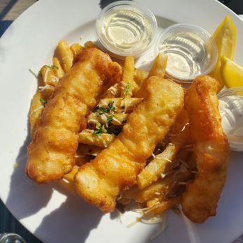 Rose's Bar and Grill - Fish and Chips. Guest opted for the garlic fries instead of regular. Everything was crisp and fresh. - Seafood Near Me - Morro Bay, California Rose's Bar and Grill - Fish and Chips. Guest opted for the garlic fries instead of regular. Everything was crisp and fresh. - Seafood Near Me - Morro Bay, California