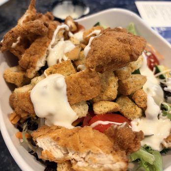 Stoked Restaurant - GARDEN SALAD with fried chicken and blue cheese dressing - Bars Near Me - Carolina Beach, North Carolina