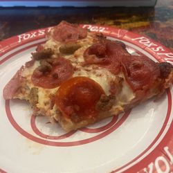 Fox's Pizza Den - They have plates which always helps with dishes!