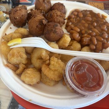 Stewby's Seafood Shanty - Fried popcorn shrimp, Baked Beans, and Hush Puppies - Seafood Near Me - Crestview, Florida Stewby's Seafood Shanty - Fried popcorn shrimp, Baked Beans, and Hush Puppies - Seafood Near Me - Crestview, Florida