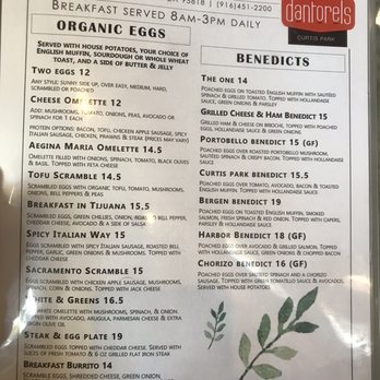 Cafe Dantorels - Menu 1/2 as of July 2021 - Cafes Near Me - Sacramento, California