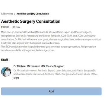 Michael D Mirmanesh, MD - Fee info for the consultation with doctor - Cosmetic Surgeons Near Me - Pinellas Park, Florida