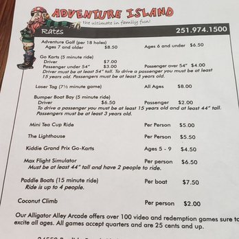 Adventure Island - Prices! BOGO before 4pm with coupon - Mini Golf Near Me - Orange Beach, Alabama