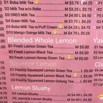 Happy Lemon - Menu - 4/13/19 - Bubble Tea Near Me - San Leandro, California
