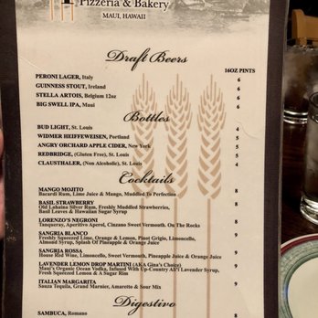 Fabiani's - Drink Menu 2 of 2 - December 2017 - VN - Italian Near Me - Kihei, Hawaii