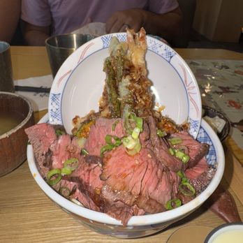 Tendon Kohaku - Beef steak aimori tendon set (3/5) - Japanese Near Me - Bellevue, Washington