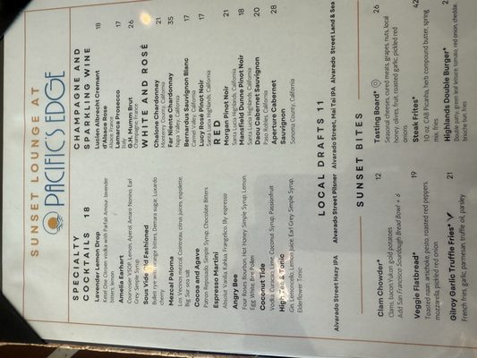 Menu photo 2 Pacific's Edge Restaurant Carmel, CA