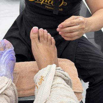 Smiley Nails Spa - Honey pearl pedicure, French and square shaping! - Nail Salons Near Me - Celina, Texas