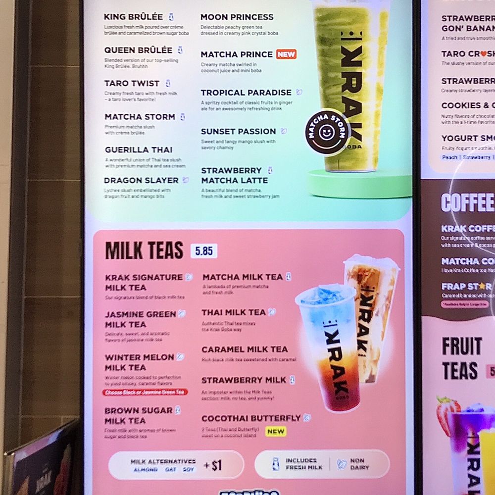 Krak Boba - Menu (Specialties & Milk Teas) - Bubble Tea Near Me - Westminster, California Krak Boba - Menu (Specialties & Milk Teas) - Bubble Tea Near Me - Westminster, California