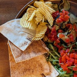 Union8 - Flatbread with grilled Mediterranean vegetables. Homemade pesto and hummus.