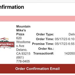 Order placed @6:10pm Order placed @6:10pm