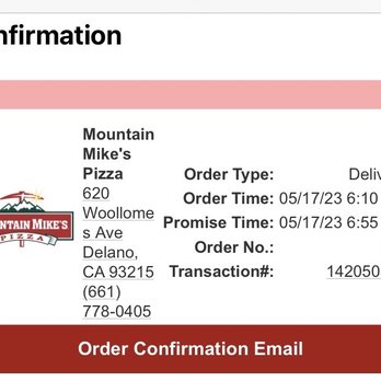 Mountain Mike's Pizza - Order placed @6:10pm - Pizza Near Me - Delano, California Mountain Mike's Pizza - Order placed @6:10pm - Pizza Near Me - Delano, California