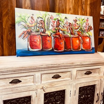 Disco Warehouse - Sunday Brunch with Friends, by Nola artist Paige DeBell. 24 x 48 - Furniture Stores Near Me - New Orleans, Louisiana