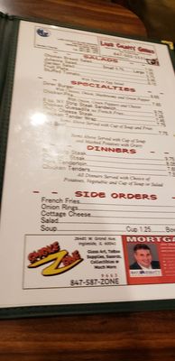 Menu photo 2 Fred's Diner Grayslake, IL