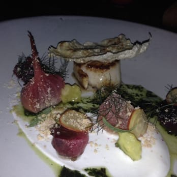 Wink - Scallops with beetroot, vervain, radishes and caramelized yogurt. - Modern European Near Me - Amsterdam, New Hampshire