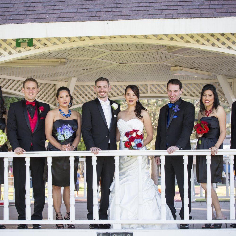Barliz Flowers - First look shot of wedding party with boutineers and bouquets. - Florists Near Me - Chula Vista, California