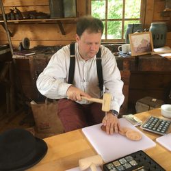 Scarborough Museum - Tooling and carving designs into the leather using traditional tools.