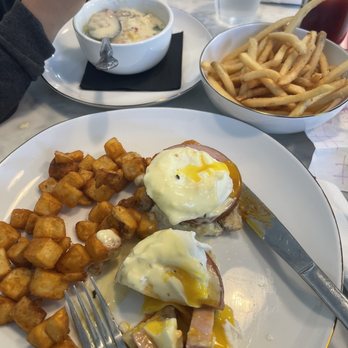 Arandas Cafe - Focaccia eggs Benny clam chowder French fries and a fruit bowl. I also had the passion fruit tea and my son ordered a cold horchata. - Breakfast & Brunch Near Me - Imperial Beach, California Arandas Cafe - Focaccia eggs Benny clam chowder French fries and a fruit bowl. I also had the passion fruit tea and my son ordered a cold horchata. - Breakfast & Brunch Near Me - Imperial Beach, California