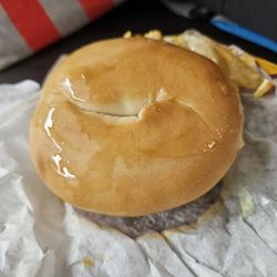 McDonald's - Steak egg and cheese bagel minus butter