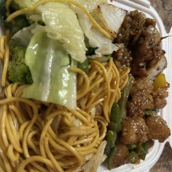 Panda Express - Black pepper chicken, honey sesame chicken, noodles & greens - Chinese Near Me - Spring Hill, Florida
