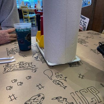River City Cafe - Tables have playful paper as lining. - American Near Me - Myrtle Beach, South Carolina River City Cafe - Tables have playful paper as lining. - American Near Me - Myrtle Beach, South Carolina