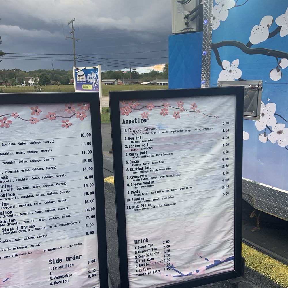 MeGumi - Menu outside the food truck - Japanese Near Me - Anderson, South Carolina MeGumi - Menu outside the food truck - Japanese Near Me - Anderson, South Carolina
