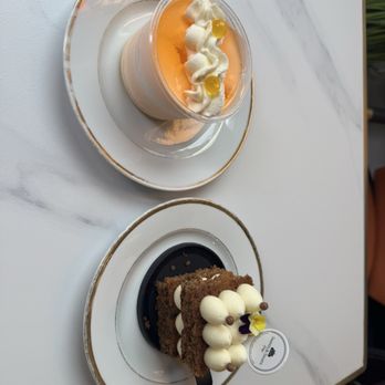 Sweets and Seats - Cream cheese carrot cake & orange mousse - Cafes Near Me - Asheville, North Carolina Sweets and Seats - Cream cheese carrot cake & orange mousse - Cafes Near Me - Asheville, North Carolina